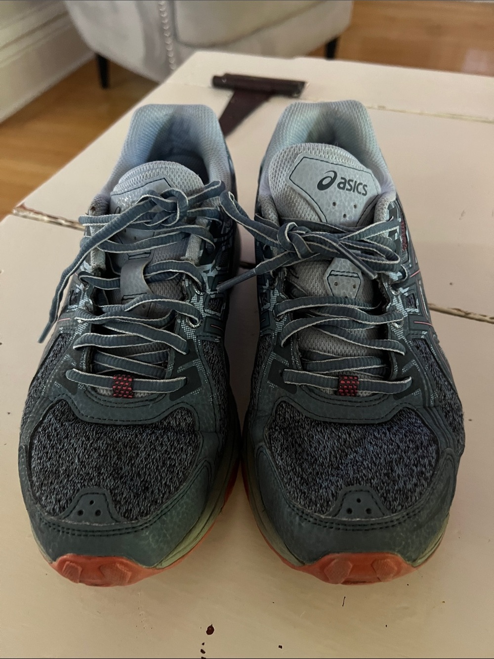 Asics Gray and Coral Trail Running Shoes - Picture 2 of 4